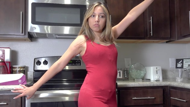 Coco Clark Strips In The Kitchen