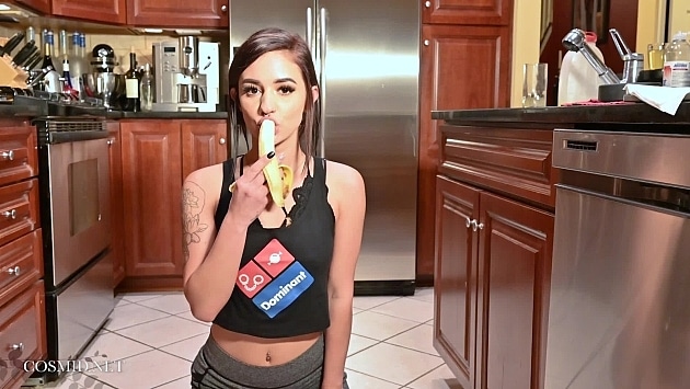 Caroline Moore Strips & Plays In The Kitchen